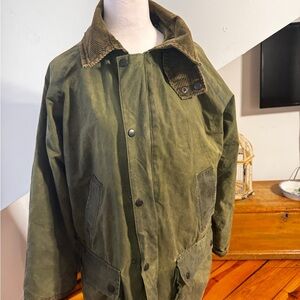 Olive Green Men's Waxed cotton barn coat jacket  size small